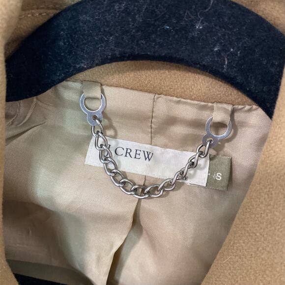 J. Crew Women's Wool Coat Jacket Double Breasted Tan Camel Small Pea Coat - Picture 5 of 5